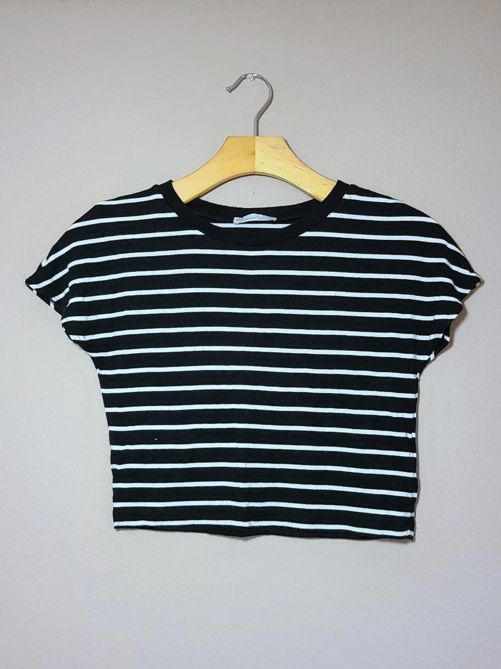 Zara Black and White Striped Crop Top